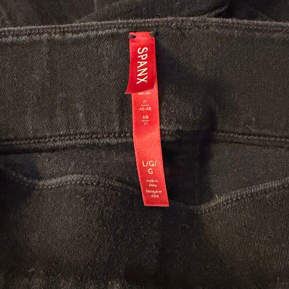 Spanx Ankle Skinny Jeans Clean Black Size Large #20278R Pull-On Shaping Denim - Picture 6 of 8